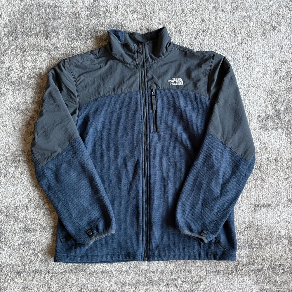 The North Face Navy Blue Waffle Knit Colorblock Windbreaker Jackef